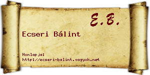 Ecseri Bálint névjegykártya