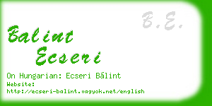 balint ecseri business card